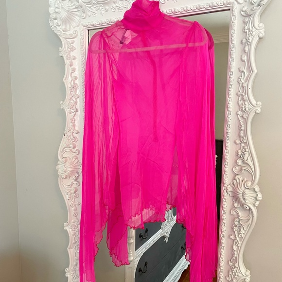 AUTHENTIC Dolce & Gabbana VINTAGE Neon Pink Pleat Dress Top - Picture 12 of 15